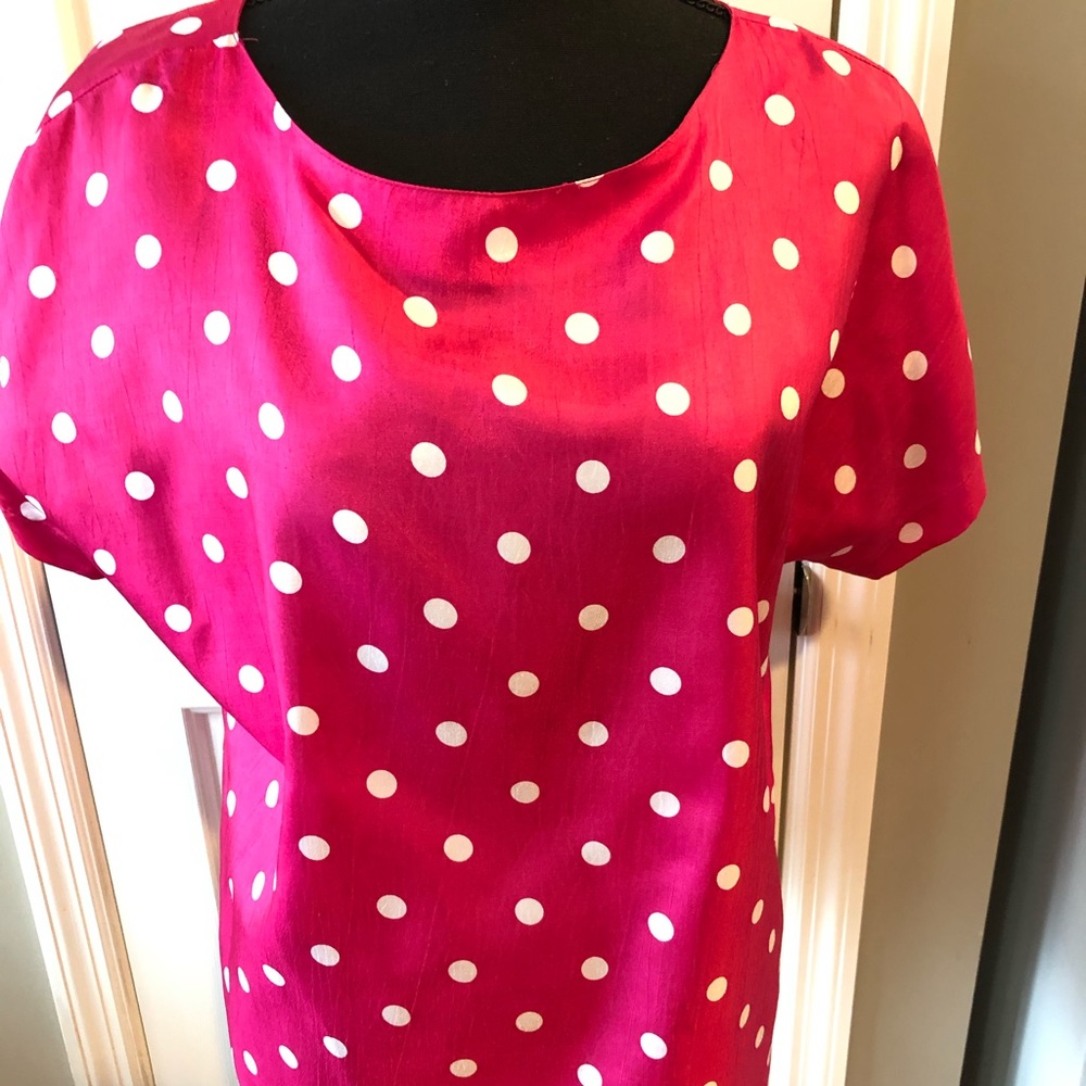 Judy Bond pink polka Dot Top Blouse
